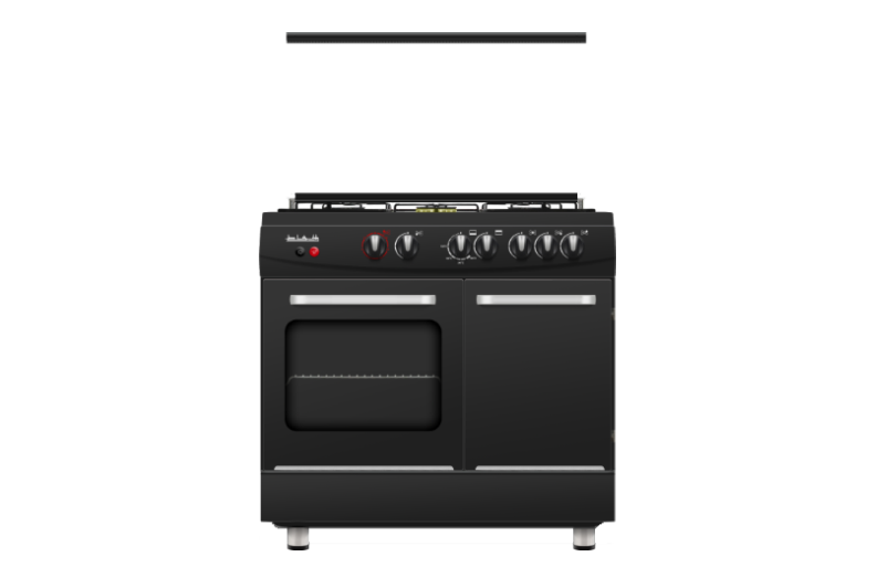 [101146] HC95BGBH - ALHAFEZ Gas cooker, 5 burners, black, +turbo head, brass caps