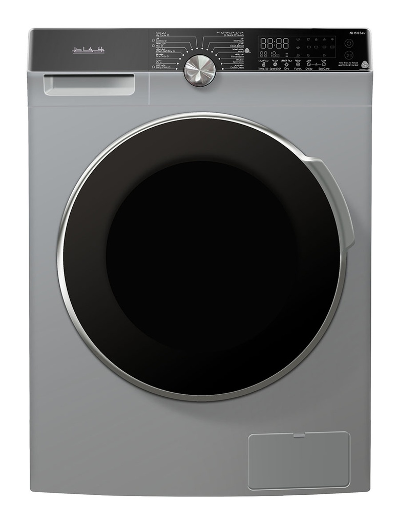 KD1510S-INV - غسالة الحافظ اوتوماتيك 10 كغ فضي انفيرتر مع حماصة شاشة لمس 1500 دورة